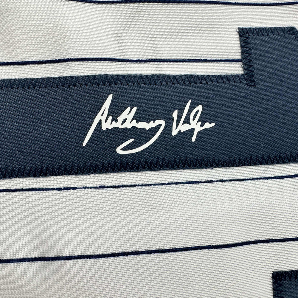 Facsimile Autographed Anthony Volpe New York Pinstripe Reprint Laser Auto Baseball Jersey Size Men's XL (ONLINE ORDER ONLY)