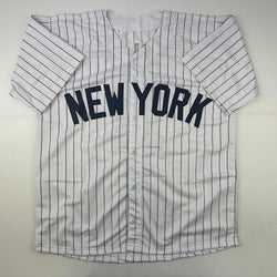 Facsimile Autographed Anthony Volpe New York Pinstripe Reprint Laser Auto Baseball Jersey Size Men's XL (ONLINE ORDER ONLY)