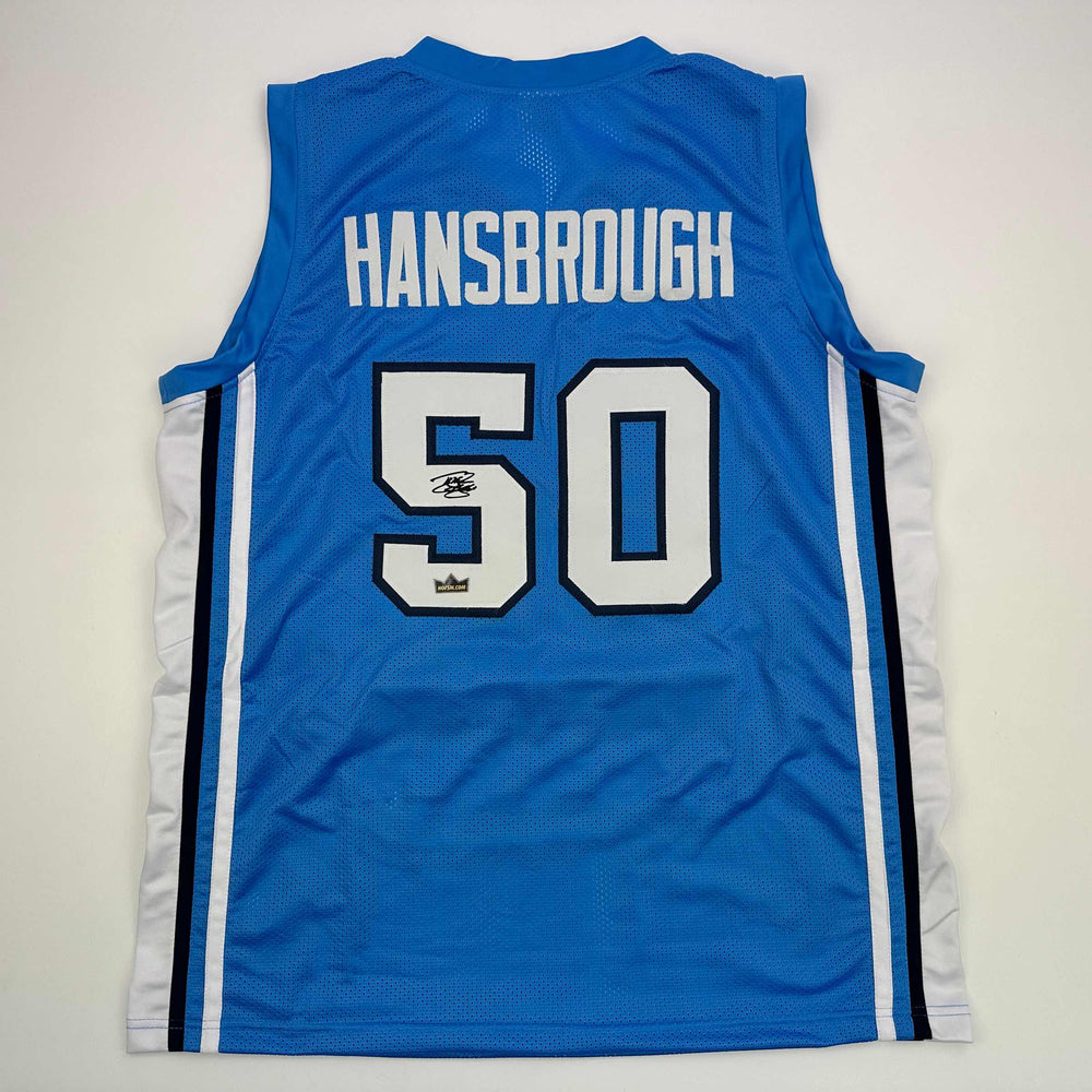 Facsimile Autographed Tyler Hansbrough UNC North Carolina Blue Reprint Laser Auto College Basketball Jersey Size Men's XL (ONLINE ORDER ONLY)
