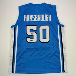 Facsimile Autographed Tyler Hansbrough UNC North Carolina Blue Reprint Laser Auto College Basketball Jersey Size Men's XL (ONLINE ORDER ONLY)