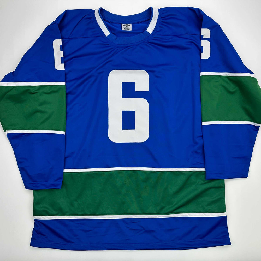 Facsimile Autographed Brock Boeser Vancouver Blue Reprint Laser Auto Hockey Jersey Size Men's XL (ONLINE ORDER ONLY)