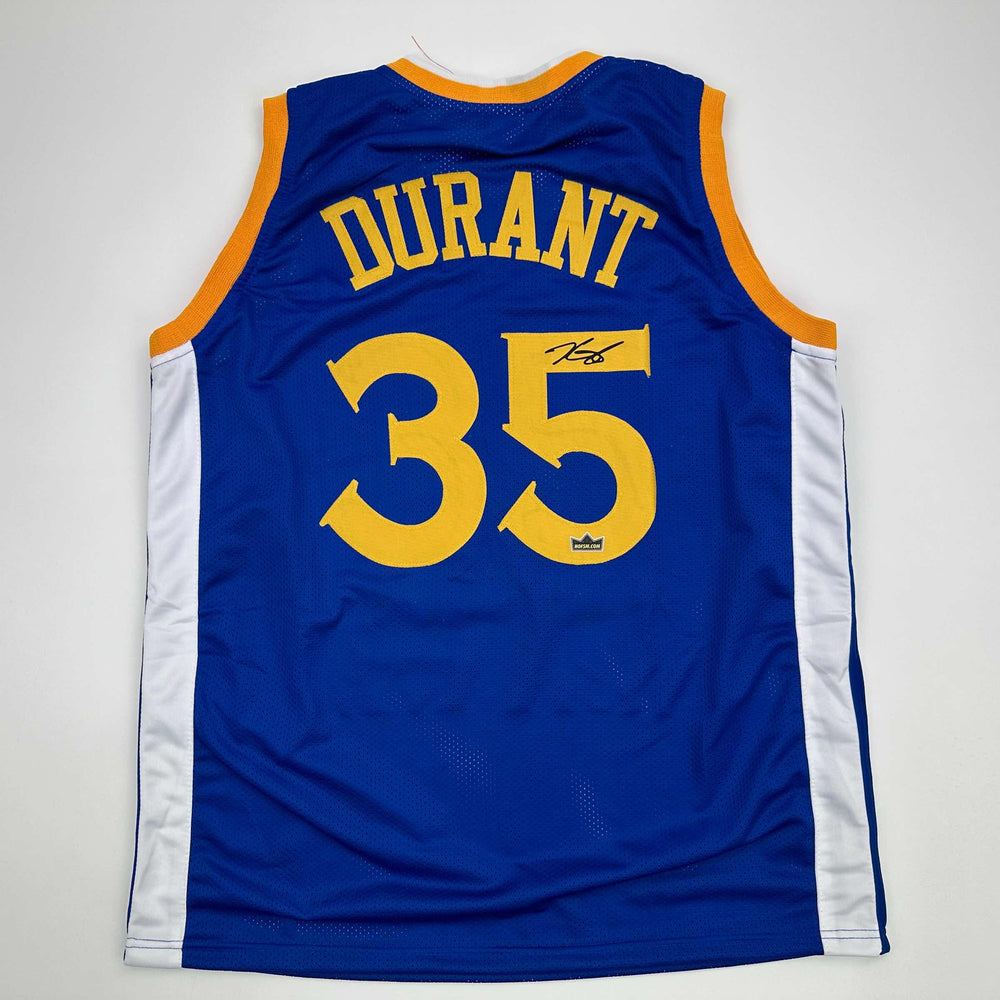 Facsimile Autographed Kevin Durant Golden State Blue Reprint Laser Auto Basketball Jersey Size Men's XL (ONLINE ORDER ONLY)