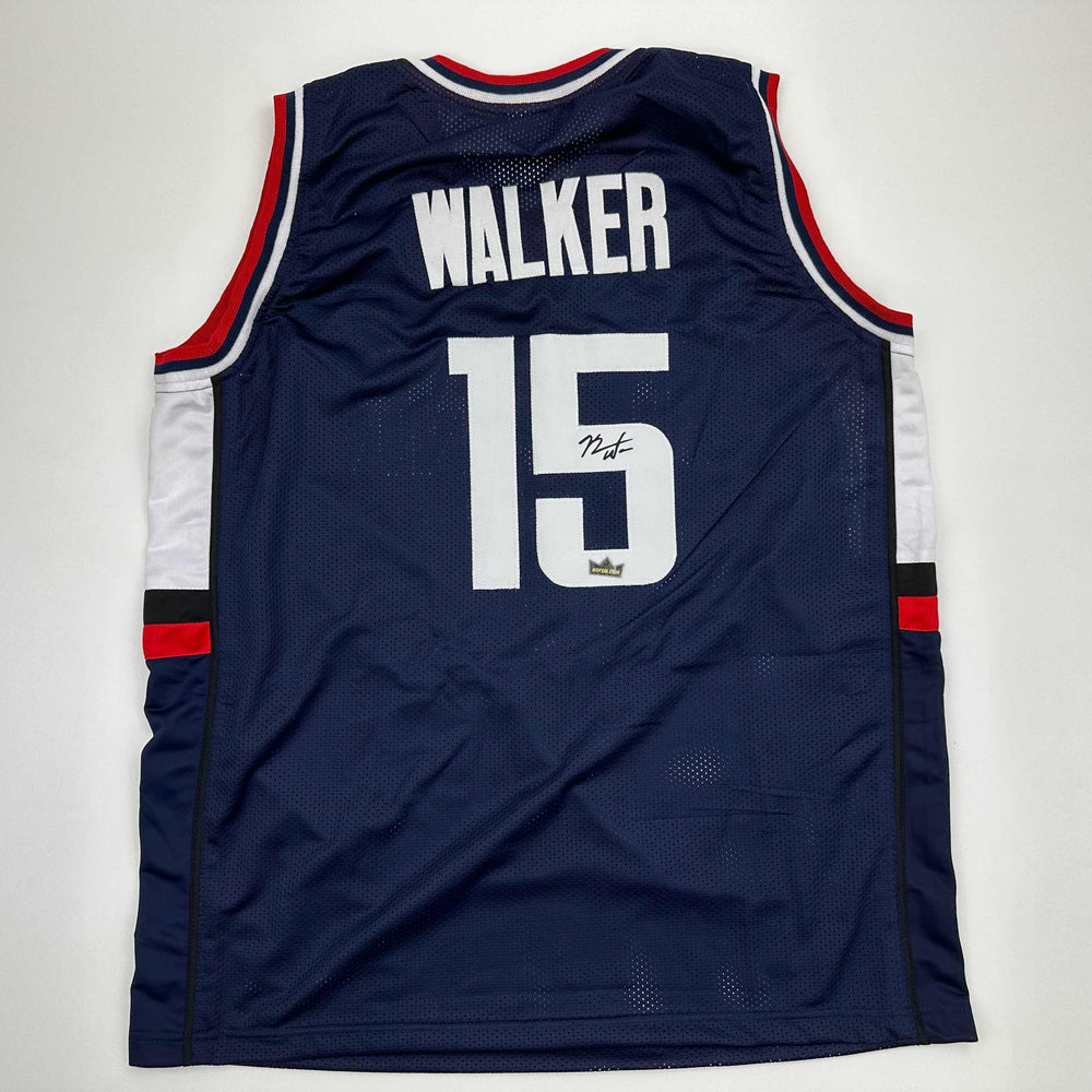 Facsimile Autographed Kemba Walker UConn Blue Reprint Laser Auto College Basketball Jersey Size Men's XL (ONLINE ORDER ONLY)