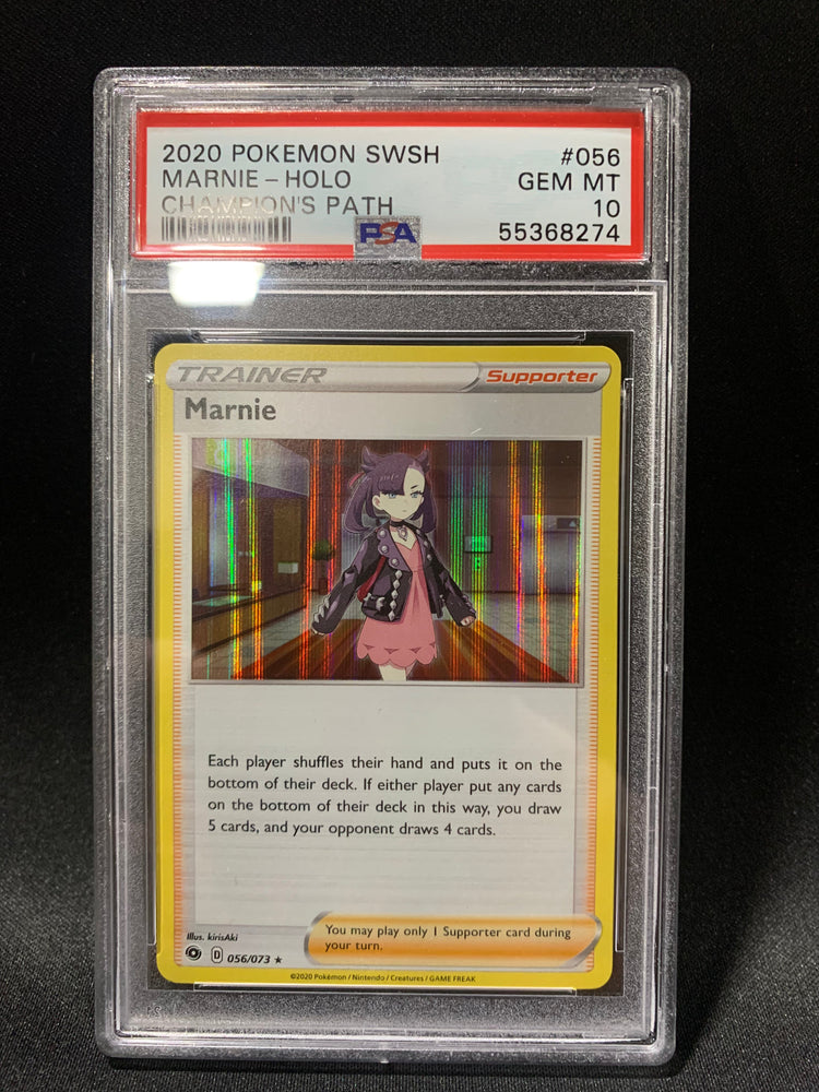 2020 POKEMON SWORD & SHIELD CHAMPION'S PATH MARNIE-HOLO #56 - PSA GEM MT 10 (Online Order Only)