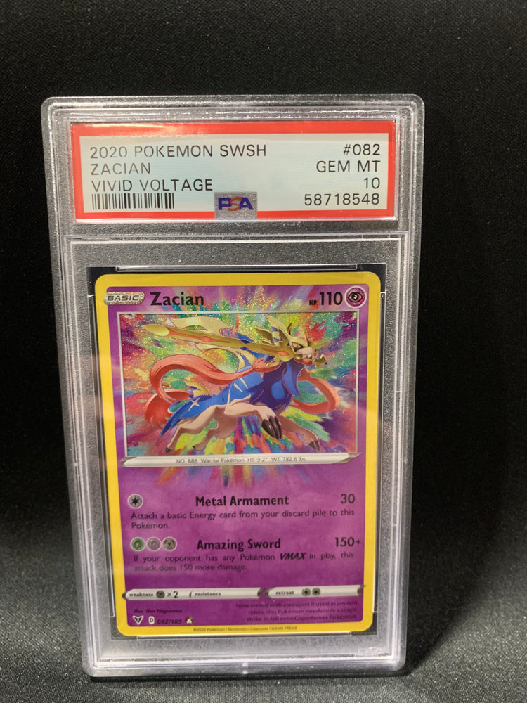 2020 POKEMON SWORD & SHIELD VIVID VOLTAGE ZACIAN #82 - PSA GEM MT 10 (Online Order Only)
