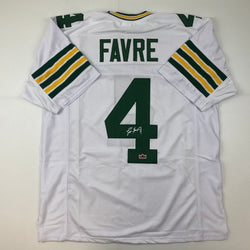 Facsimile Autographed Brett Favre Green Bay White Reprint Laser Auto Football Jersey Size Men's XL (ONLINE ORDER ONLY)