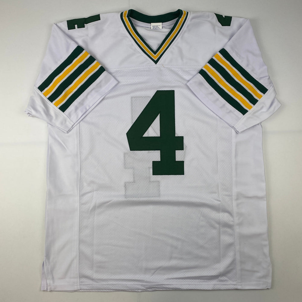Facsimile Autographed Brett Favre Green Bay White Reprint Laser Auto Football Jersey Size Men's XL (ONLINE ORDER ONLY)