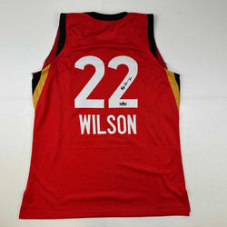 Facsimile Autographed A'ja Wilson Las Vegas Red Reprint Laser Auto Basketball Jersey Size Men's XL (ONLINE ORDER ONLY)