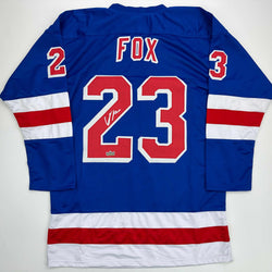 Facsimile Autographed Adam Fox New York Blue Reprint Laser Auto Hockey Jersey Size Men's XL (ONLINE ORDER ONLY)