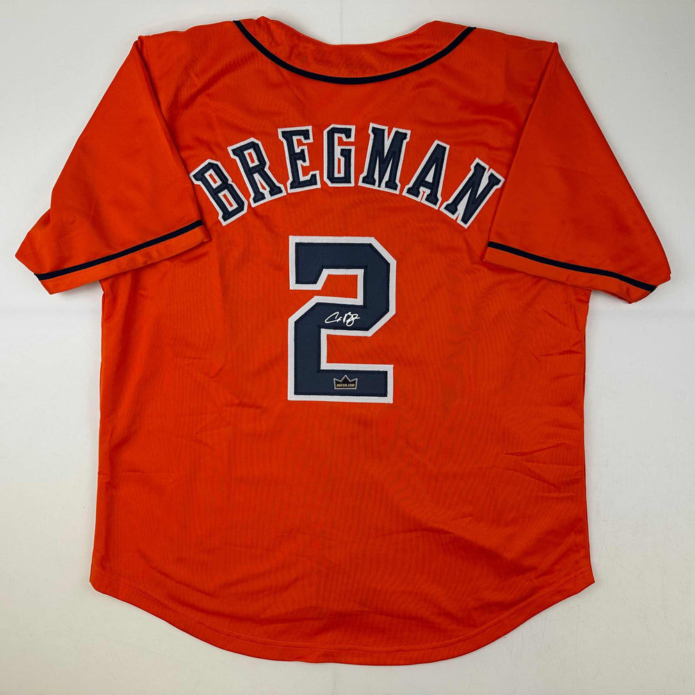 Facsimile Autographed Alex Bregman Houston Orange Reprint Laser Auto Baseball Jersey Size Men's XL (ONLINE ORDER ONLY)