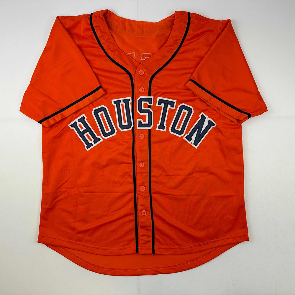 Facsimile Autographed Alex Bregman Houston Orange Reprint Laser Auto Baseball Jersey Size Men's XL (ONLINE ORDER ONLY)