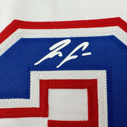Facsimile Autographed Ronald Acuna Jr. Atlanta White Reprint Laser Auto Baseball Jersey Size Men's XL (ONLINE ORDER ONLY)