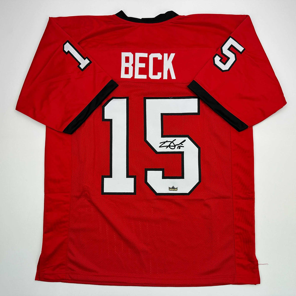 Facsimile Autographed Carson Beck Georgia Red Reprint Laser Auto College Football Jersey Size Men's XL (ONLINE ORDER ONLY)