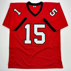 Facsimile Autographed Carson Beck Georgia Red Reprint Laser Auto College Football Jersey Size Men's XL (ONLINE ORDER ONLY)