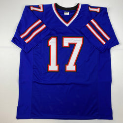 Facsimile Autographed Josh Allen Buffalo Blue Reprint Laser Auto Football Jersey Size Men's XL (ONLINE ORDER ONLY)