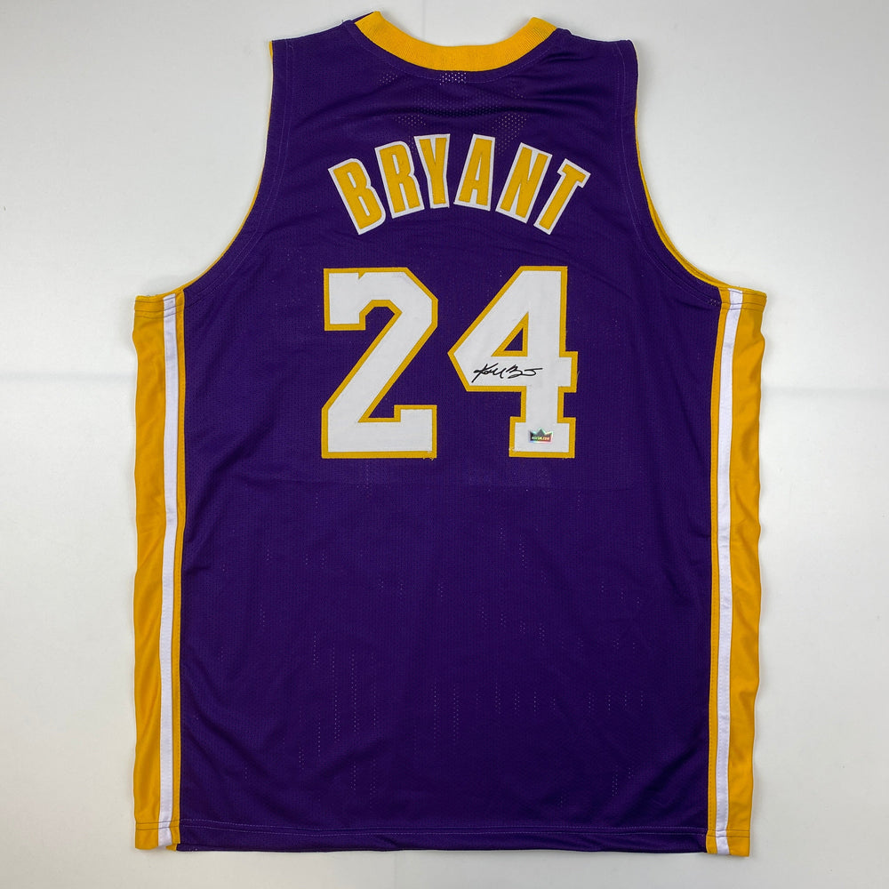 Facsimile Autographed Kobe Bryant #24 Los Angeles LA Purple Reprint Laser Auto Basketball Jersey Size Men's XL (ONLINE ORDER ONLY)