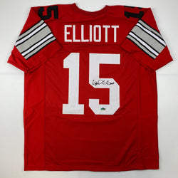 Facsimile Autographed Ezekiel Elliott Ohio State Red Reprint Laser Auto College Football Jersey Size Men's XL (ONLINE ORDER ONLY)