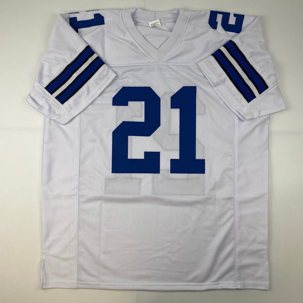 Facsimile Autographed Ezekiel Elliott Dallas White Reprint Laser Auto Football Jersey Size Men's XL (ONLINE ORDER ONLY)