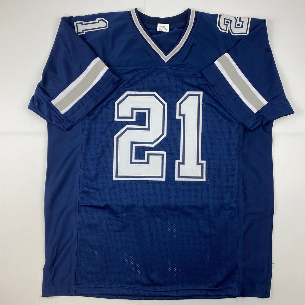 Facsimile Autographed Ezekiel Elliott Dallas Blue Reprint Laser Auto Football Jersey Size Men's XL (ONLINE ORDER ONLY)