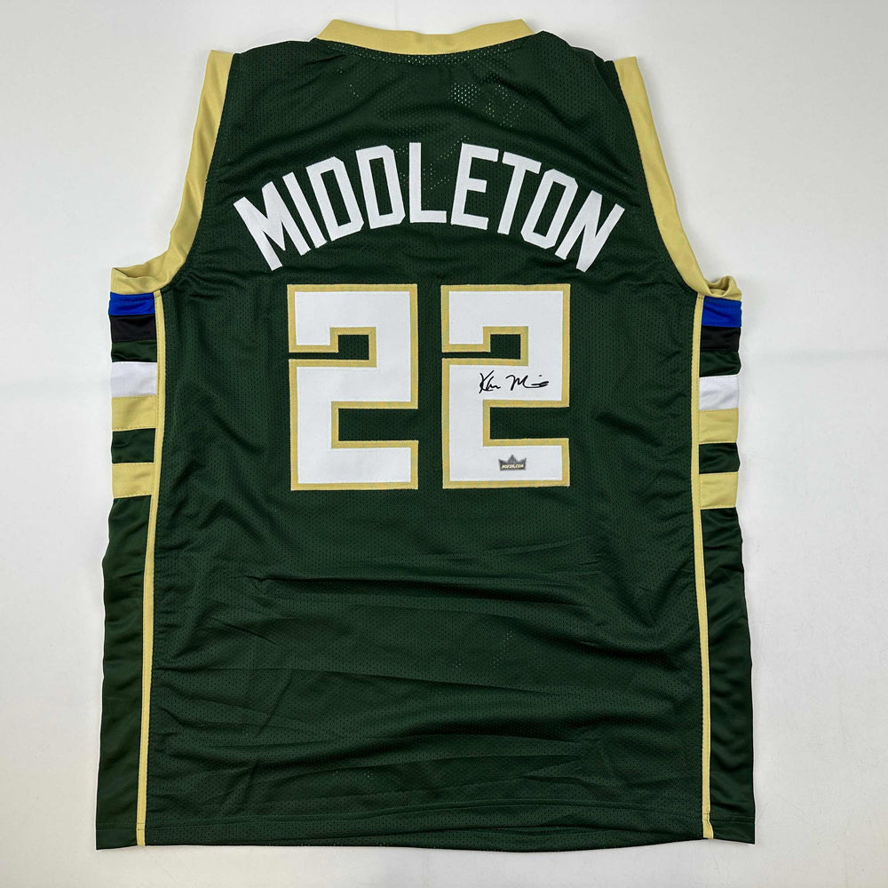 Facsimile Autographed Khris Middleton Milwaukee Green Reprint Laser Auto Basketball Jersey Size Men's XL (ONLINE ORDER ONLY)