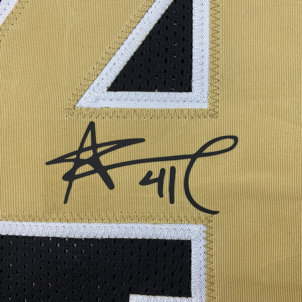Facsimile Autographed Alvin Kamara New Orleans Black Reprint Laser Auto Football Jersey Size Men's XL (ONLINE ORDER ONLY)
