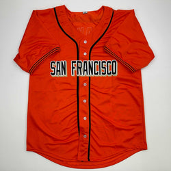Facsimile Autographed Willie Mays San Francisco Orange Reprint Laser Auto Baseball Jersey Size Men's XL (ONLINE ORDER ONLY)