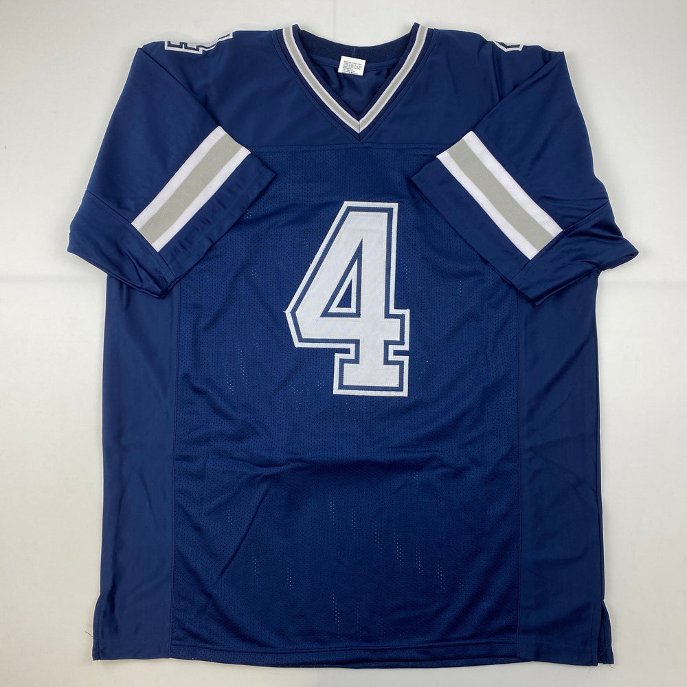 Facsimile Autographed Dak Prescott Dallas Blue Reprint Laser Auto Football Jersey Size Men's XL (ONLINE ORDER ONLY)