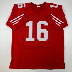 Facsimile Autographed Joe Montana San Francisco Red Reprint Laser Auto Football Jersey Size Men's XL (ONLINE ORDER ONLY)