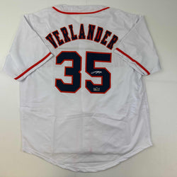 Facsimile Autographed Justin Verlander Houston White Reprint Laser Auto Baseball Jersey Size Men's XL (ONLINE ORDER ONLY)
