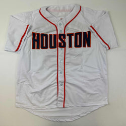Facsimile Autographed Justin Verlander Houston White Reprint Laser Auto Baseball Jersey Size Men's XL (ONLINE ORDER ONLY)