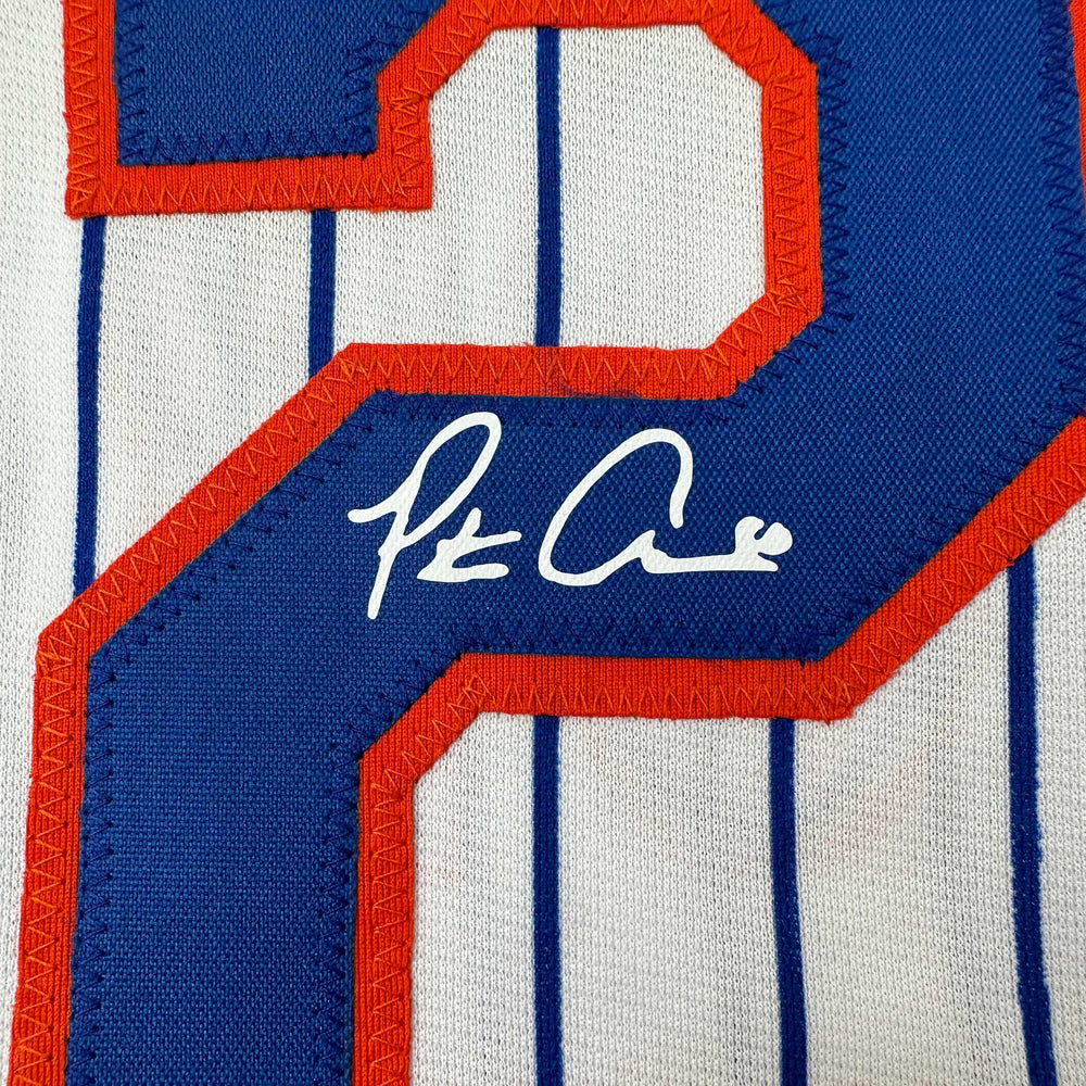 Facsimile Autographed Pete Alonso New York Pinstripe Reprint Laser Auto Baseball Jersey Size Men's XL (ONLINE ORDER ONLY)