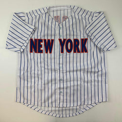 Facsimile Autographed Pete Alonso New York Pinstripe Reprint Laser Auto Baseball Jersey Size Men's XL (ONLINE ORDER ONLY)