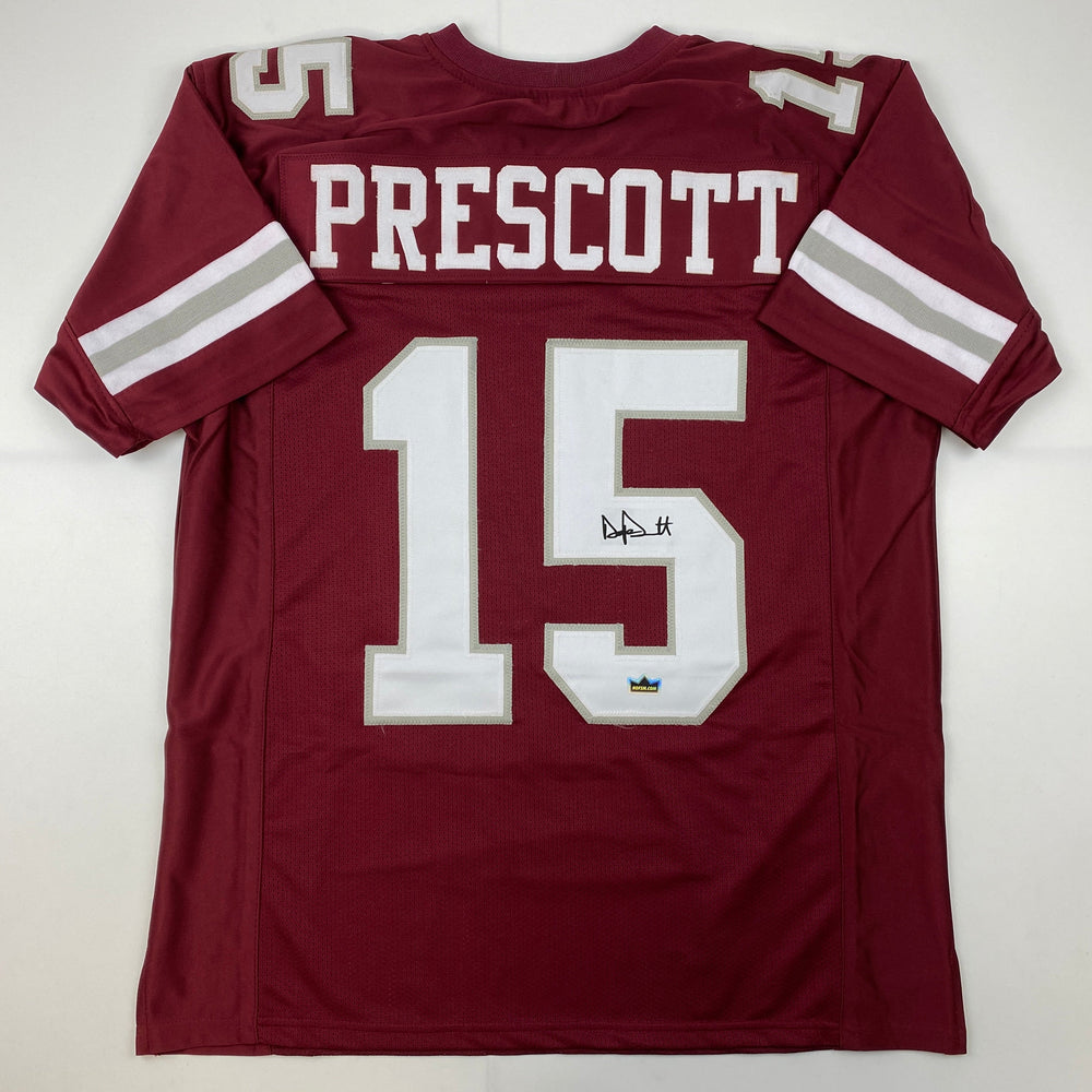 Facsimile Autographed Dak Prescott Mississippi State Maroon Reprint Laser Auto College Football Jersey Size Men's XL (ONLINE ORDER ONLY)
