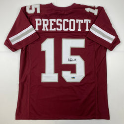 Facsimile Autographed Dak Prescott Mississippi State Maroon Reprint Laser Auto College Football Jersey Size Men's XL (ONLINE ORDER ONLY)