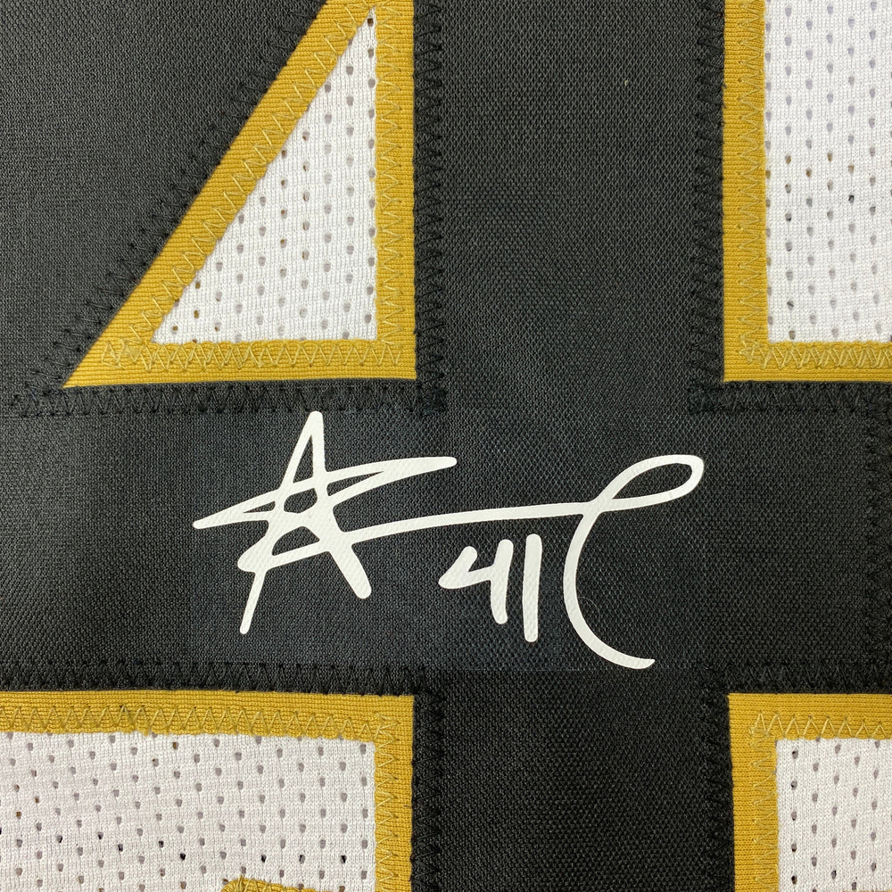 Facsimile Autographed Alvin Kamara New Orleans White Reprint Laser Auto Football Jersey Size Men's XL (ONLINE ORDER ONLY)
