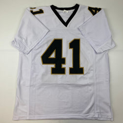 Facsimile Autographed Alvin Kamara New Orleans White Reprint Laser Auto Football Jersey Size Men's XL (ONLINE ORDER ONLY)