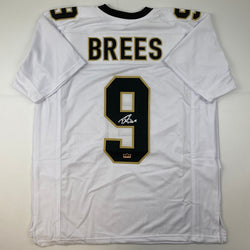 Facsimile Autographed Drew Brees New Orleans White Reprint Laser Auto Football Jersey Size Men's XL (ONLINE ORDER ONLY)