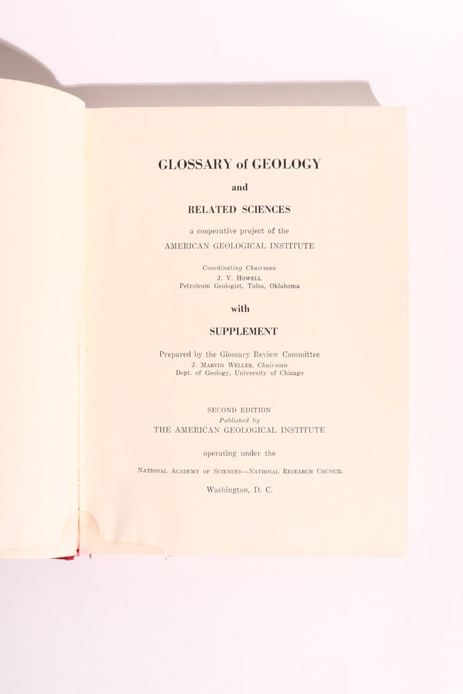 Glossary of Geology and Related Sciences w/ Supplement ��� American Geological Institute ��� 1962 (ONLINE ORDER ONLY)