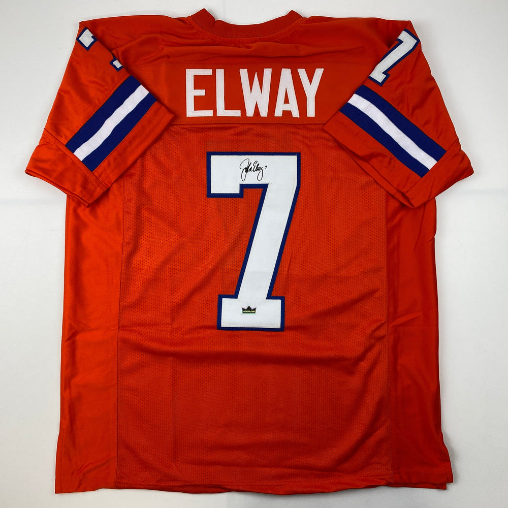 Facsimile Autographed John Elway Denver Orange Retro Reprint Laser Auto Football Jersey Size Men's XL (ONLINE ORDER ONLY)