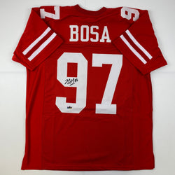 Facsimile Autographed Nick Bosa San Francisco Red Reprint Laser Auto Football Jersey Size Men's XL (ONLINE ORDER ONLY)