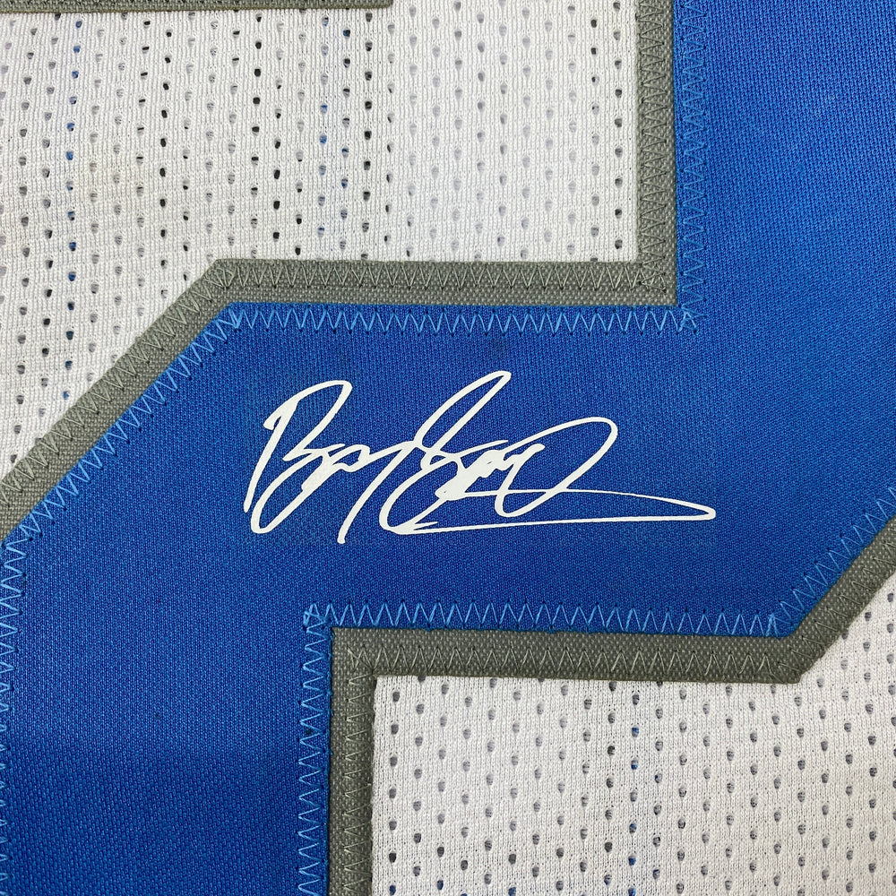 Facsimile Autographed Barry Sanders Detroit White Reprint Laser Auto Football Jersey Size Men's XL (ONLINE ORDER ONLY)