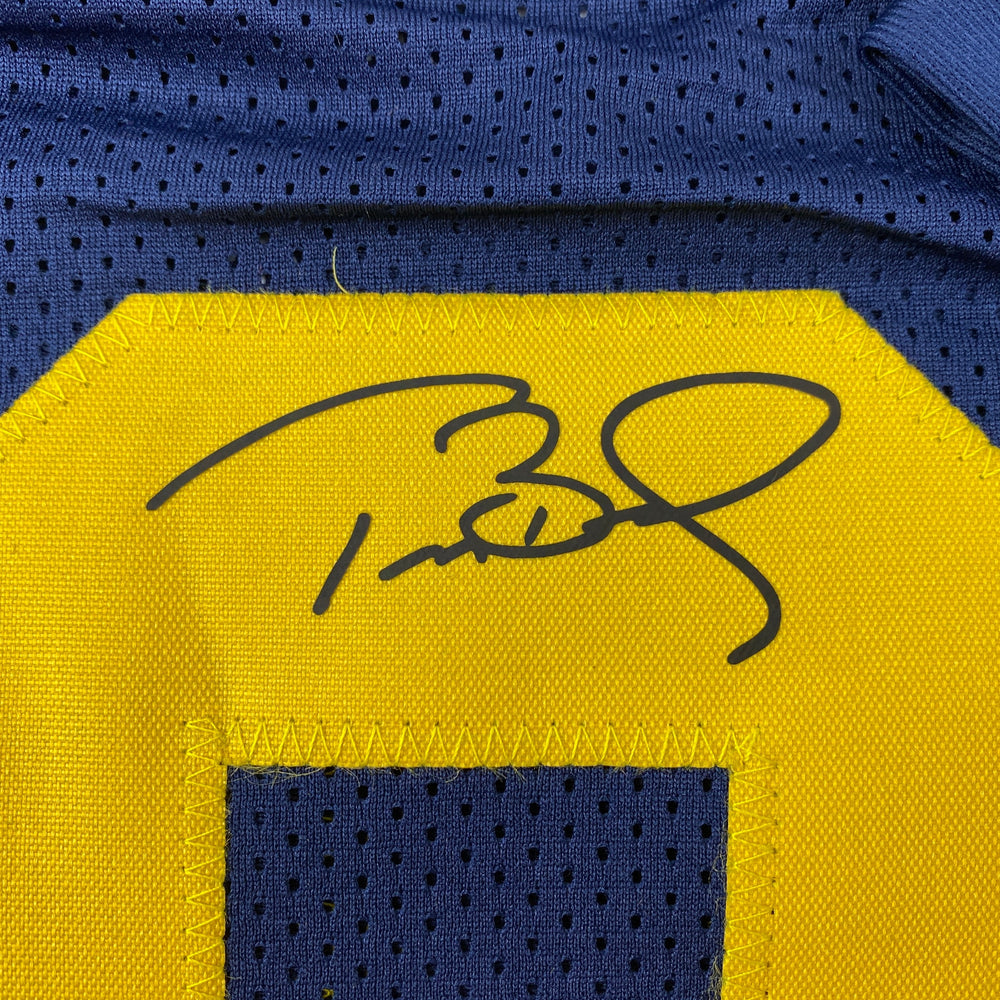 Facsimile Autographed Tom Brady Michigan Blue Reprint Laser Auto College Football Jersey Size Men's XL (ONLINE ORDER ONLY)