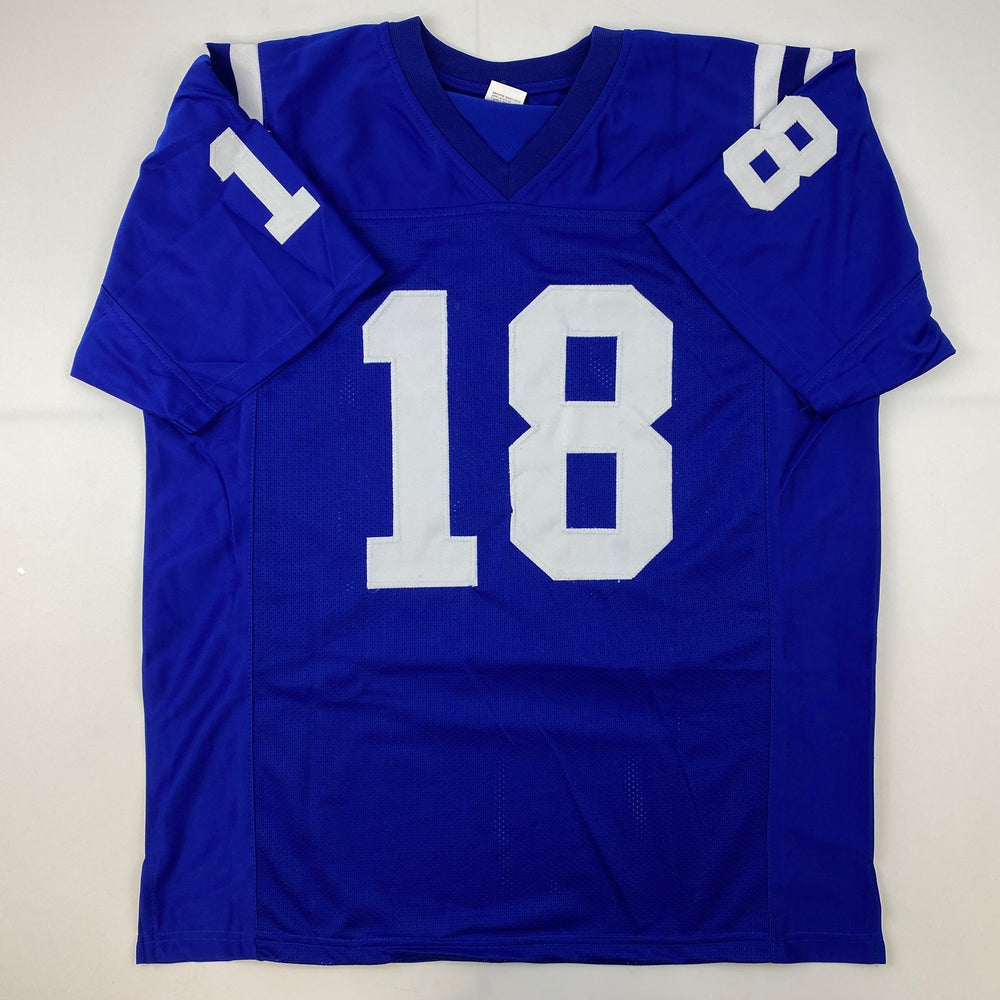 Facsimile Autographed Peyton Manning Indianapolis Blue Reprint Laser Auto Football Jersey Size Men's XL (ONLINE ORDER ONLY)