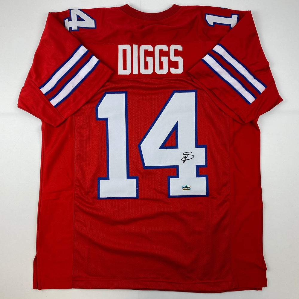 Facsimile Autographed Stefon Diggs Buffalo Red Reprint Laser Auto Football Jersey Size Men's XL (ONLINE ORDER ONLY)