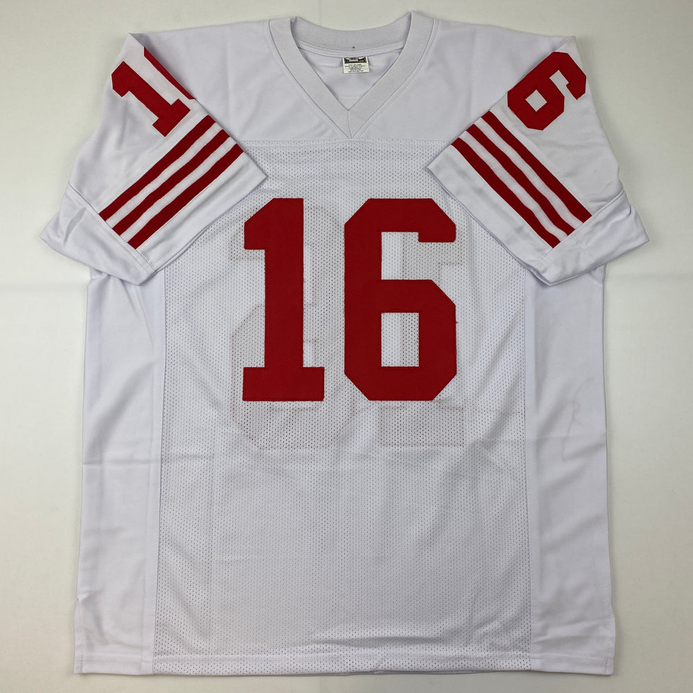 Facsimile Autographed Joe Montana San Francisco White Reprint Laser Auto Football Jersey Size Men's XL (ONLINE ORDER ONLY)