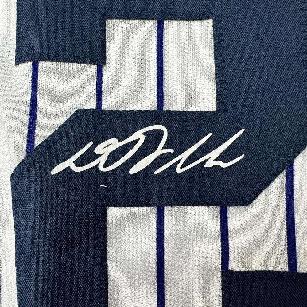 Facsimile Autographed D.J. DJ LeMahieu New York Pinstripe Reprint Laser Auto Baseball Jersey Size Men's XL (ONLINE ORDER ONLY)