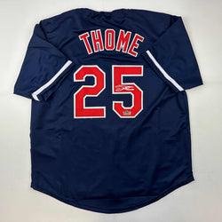 Facsimile Autographed Jim Thome Cleveland Blue Reprint Laser Auto Baseball Jersey Size Men's XL (ONLINE ORDER ONLY)