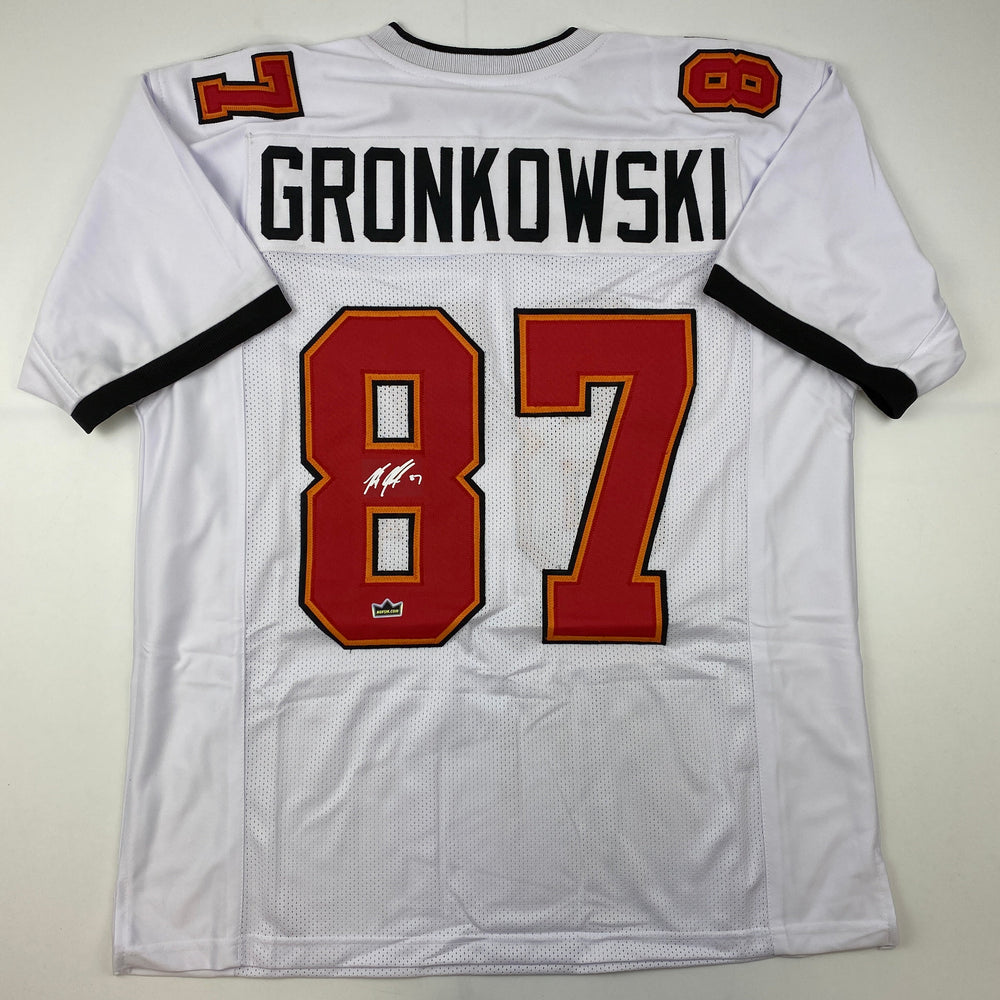Facsimile Autographed Rob Gronk Gronkowski Tampa Bay White Reprint Laser Auto Football Jersey Size Men's XL (ONLINE ORDER ONLY)