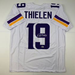 Facsimile Autographed Adam Thielen Minnesota White Reprint Laser Auto Football Jersey Size Men's XL (ONLINE ORDER ONLY)