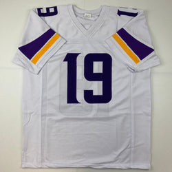 Facsimile Autographed Adam Thielen Minnesota White Reprint Laser Auto Football Jersey Size Men's XL (ONLINE ORDER ONLY)